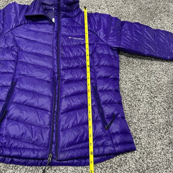 Women's COLUMBIA Omni-Heat Goose Down, Feather Jacket, Medium, Purple, Pre-owned - Picture 12 of 14